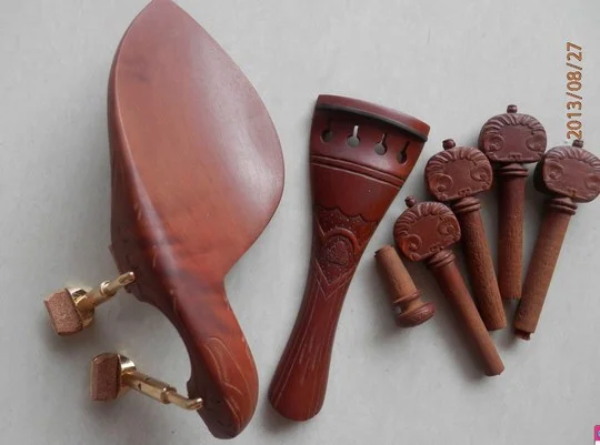 

Full hand craved Jujube wood violin parts 4/4 size , chinrest , tailpiece , pegs , endpoint