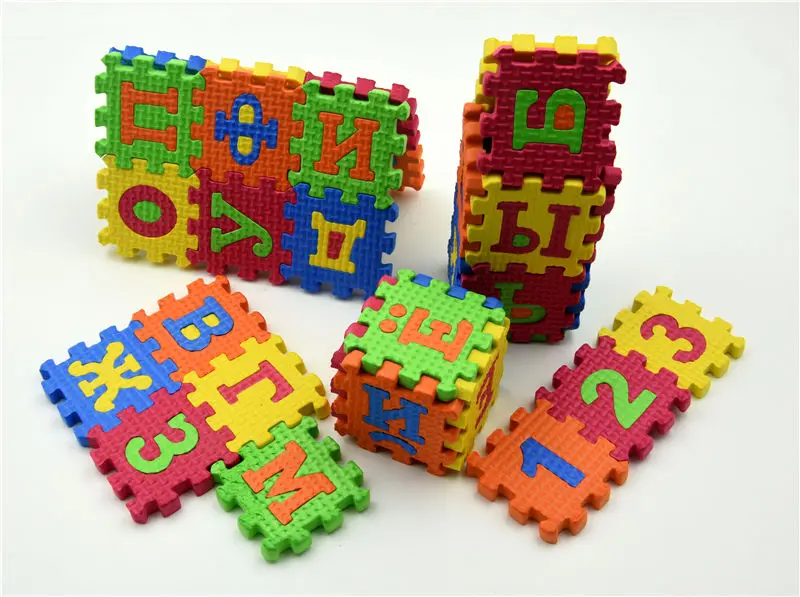 Russian 36 pcs Alphabet Letters Number Foam Mat Puzzles Toys Colorful Puzzle Mats Early Learning Educational Toys for Children