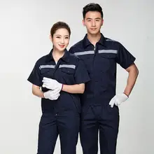 Летние Светоотражающие тонкие рабочие комплекты одежды спецодежда унисекс костюмы куртка с коротким рукавом+ штаны Рабочая Заводская Униформа ремонтный работник
