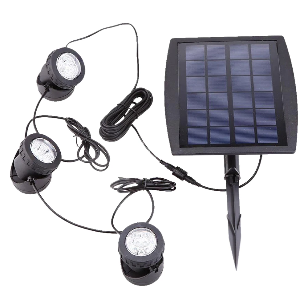 

Outdoor Solar Powered LED 3 RGB Spotlight Garden Pool Pond Yard Colorful Light