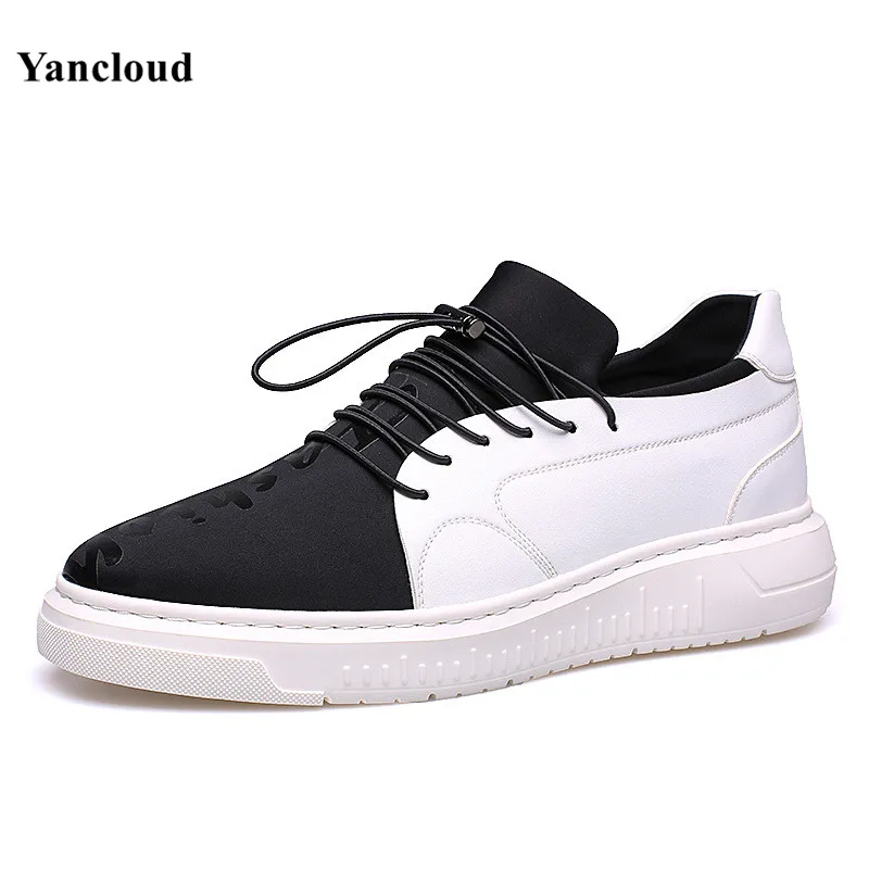 ФОТО New 2017 Fashion Mix Color Men Casual Shoes Synthetic Leather Men's Flats Breathable Lace up Walking Trainers Male