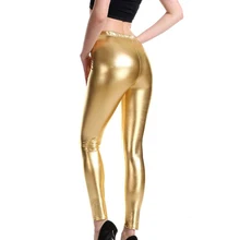 

CUHAKCI Punk Rock Style PU Faux Leather Leggings Purple Gold Metallic Sexy Bright Sequin Pants Shining Fitness Legging For Women