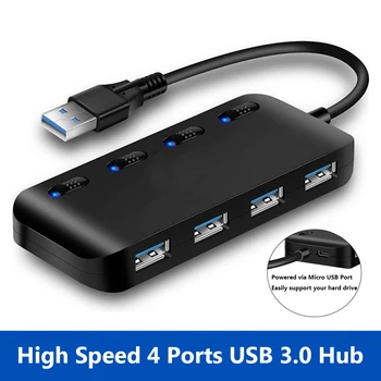

4 Ports USB 3.0 Hub Compact Portable High Speed Multi-port Adapter Expander For PC Laptop Mobile Phone U Disk
