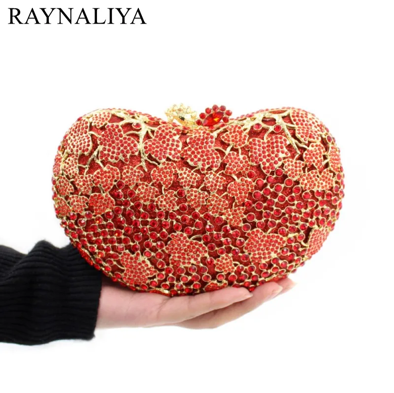 

Newest Red Stylish Women Evening Bags Luxury Rhinestone Clutch Crystal Handbags Party Purse Wedding Bag Flower Smyzh-e0301