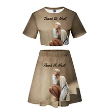 Костюм с объемной короткой юбкой Ариана Гранде, Лидер продаж, футболка с короткими рукавами и короткая юбка, комплект из двух предметов, Новые повседневные комплекты высокого качества