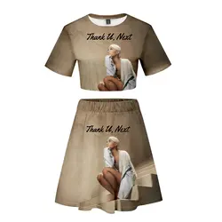 2019 Ариана Гранде 3D короткая юбка костюм Горячая футболка с коротким рукавом и короткая юбка костюм из двух частей высокого качества