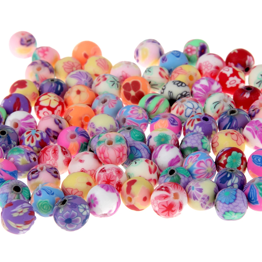 Free shipping (50 Pieces/lot) 8mm Fimo Polymer Clay Beads Printing