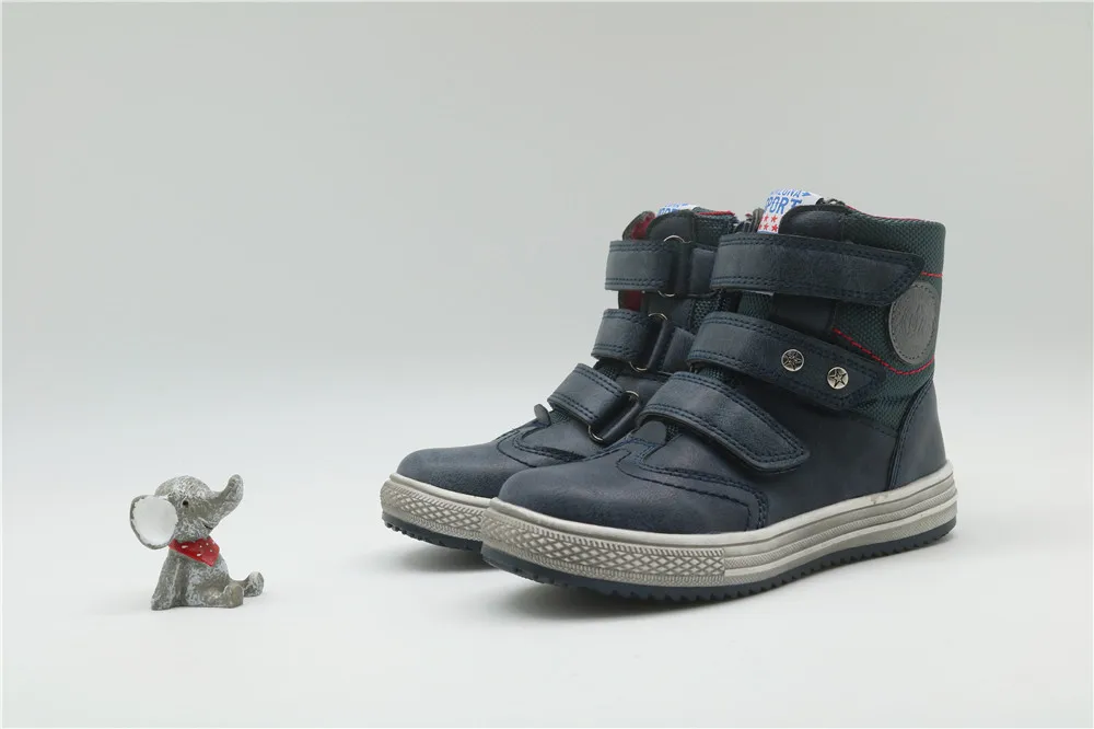 Apakowa/осенне-зимняя детская обувь из искусственной кожи для мальчиков; однотонные ботильоны на плоской подошве для детей; модная детская обувь с супинатором