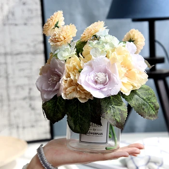 

30 BouquetS European Pretty Wedding Mini Peony Artificial Flower bouquet Flores Bride Home Decoration Fake Flowers free shipping