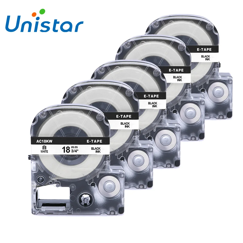 5PCS/Lot Compatible Epon SS18KW Balck on White Label Tape 18mm tape cartridge for Epson LW 300