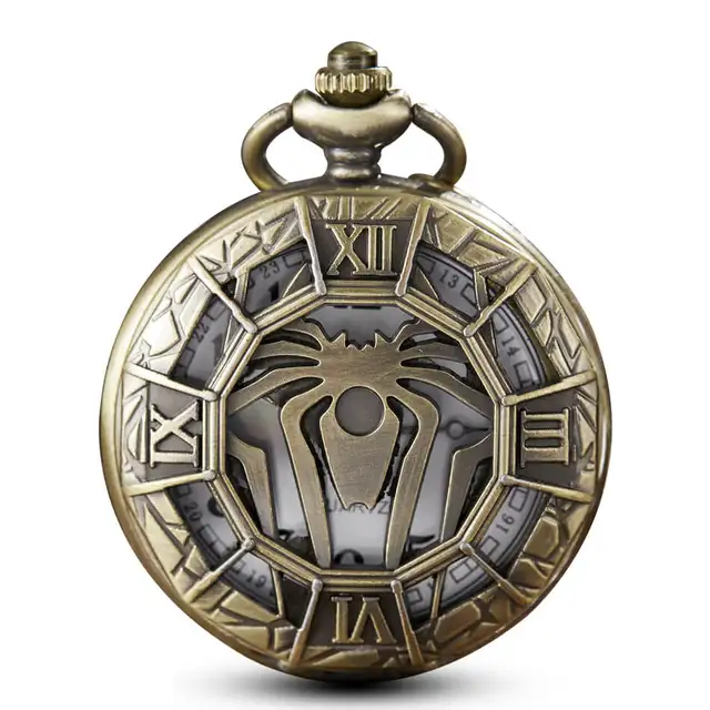 Spiderman Spider Pocket Watch Chains Hollow Bronze Quartz Pocket Watch Steampunk Spiderman Spider Pocket Watch Chains Hollow Bronze Quartz Pocket Watch Steampunk