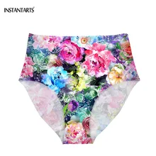 INSTANTARTS красочный цветок Женский Высокая талия бикини Низ пикантные для женщин плавки Большие размеры шорты для треугольники плавани