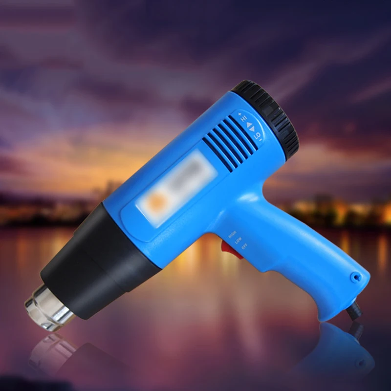 Goede 220 v 1500 w Warmte Kanon Industri euml;le Elektrische Heteluchtpistool Kit Professionele Heatguns Krimpfolie Blower Heater EU Blauw