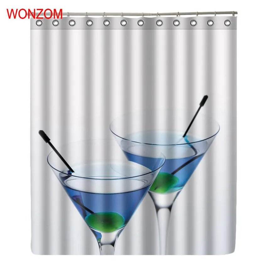 

WONZOM Cocktail Juice Milk Curtains with 12 Hooks For Bathroom Decor Modern Bath Waterproof Curtain New Bathroom Accessories