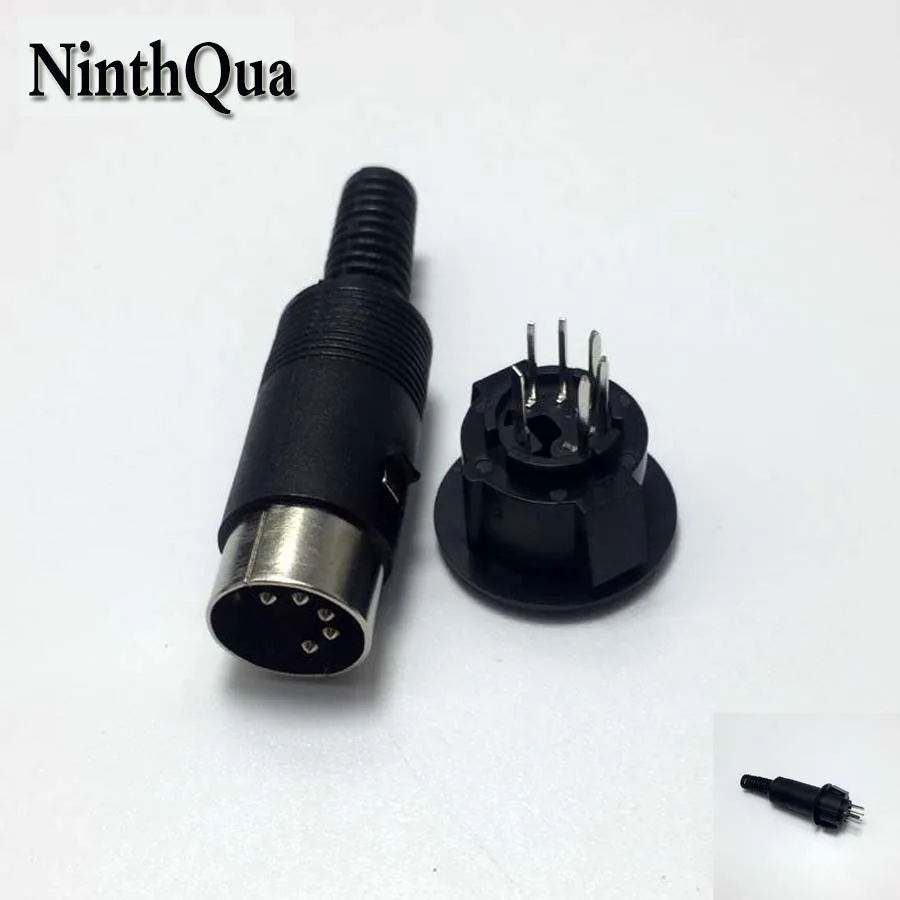 

1pcs 5Pin DIN Male Plug Female jack DC Power Connector with Black Plastic Handle Adapter 5Pin Plugs with Signal Terminals