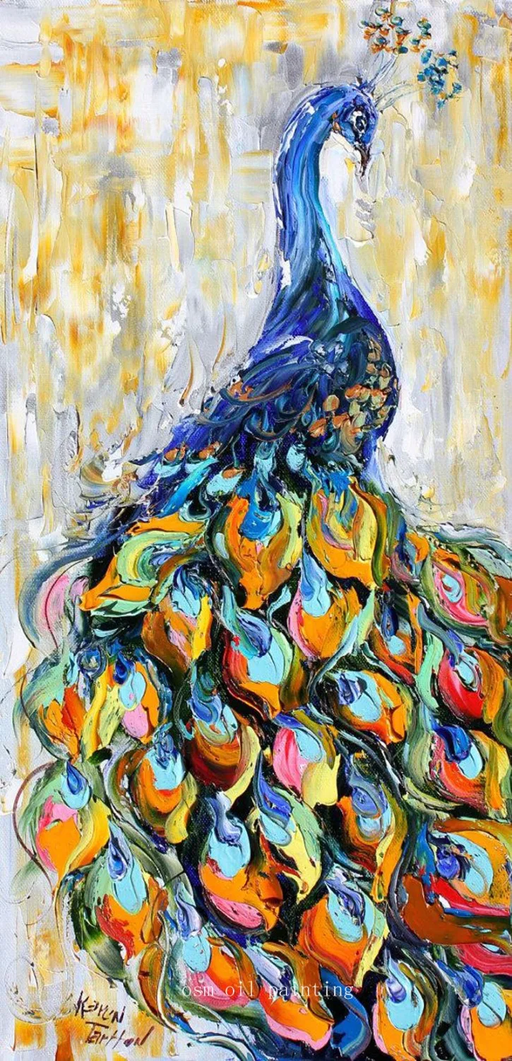 High Skill Hand Painted Original Oil on Canvas Peacock Bird Palette