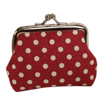 

Cute Girl Mini Purse Polka Dots Pattern Coin Change Key Pouch Snap Closure