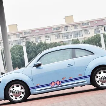 

Pink Both Sides Bowknot Car Sticker Personality Stripes Waterproof Stickers Wonderful New Design