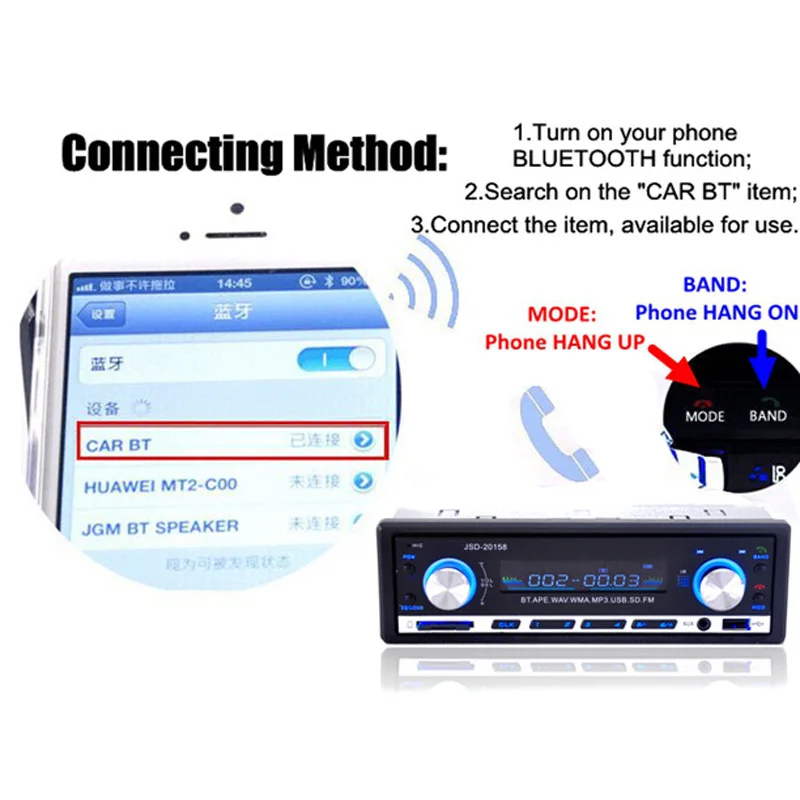 Авторадио 1 Din 12V автомобильный аудио bluetooth Авто Стерео в-dash fm-приемник Aux вход USB/SD MP3 1din Автомагнитола со съемной панелью