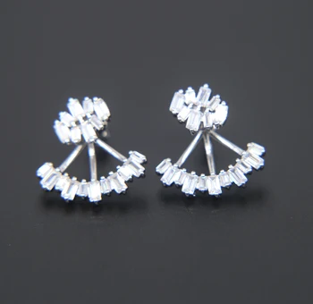 

NEW ARRIVAL 2018 new year princess cut front AAA cubic zirconia jacket fashion Sparking CZ women earring