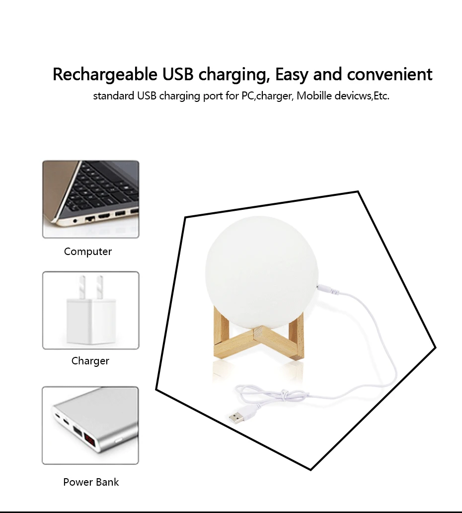 3D печать Луны лампы 20 см Usb Dc 5 В Перезаряжаемые светодиодный ночник с движения Сенсор ночник 2 цвета Touch 16 Цвета удаленного