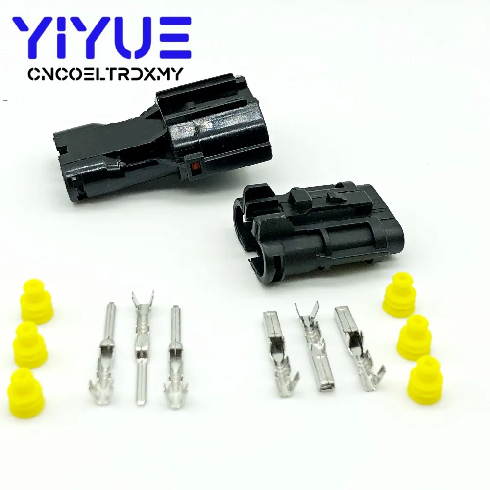 KET 5 Sets 3 Pin black MG640329MG610327 Female And Male Way Waterproof Electrical Wire Connector  (2)