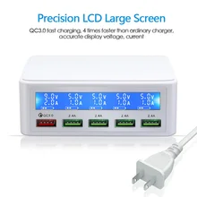 Универсальный 5 Порты и разъёмы USB Quick Зарядное устройство 3,0 для iPhone 6 7 8 с ЖК-дисплей Дисплей US EU UK AU разъем мобильного телефона Быстрый Зарядное устройство для samsung
