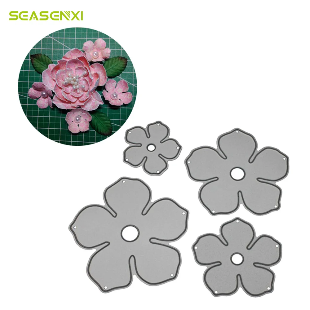 

4Pcs/ Set Flowers Metal Cutting Dies Handmade Scrapbooking Craft DIY Scrapbooking Stencil Embossing Stencils For Sizzix Big Shot