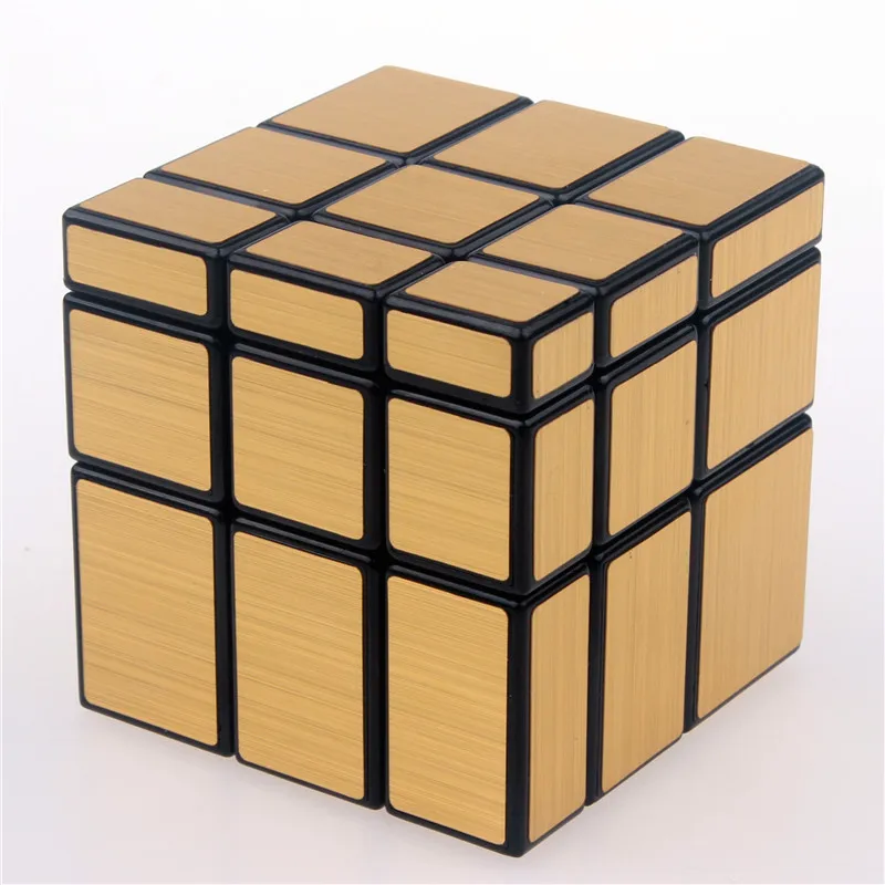 QIYI зеркальный куб 3x3x3, настоящий магический скоростной кубик, серебристые золотистые наклейки профессиональный куб головоломка игрушки для детей зеркало блоки - Цвет: gold