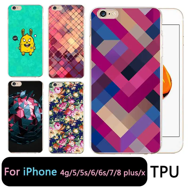 Qmswei ТПУ Ясно Телефон чехол для iPhone 6 г 6S 7 8 Plus X Мягкие Флора сетки Корова