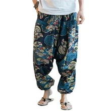 Fashion Trend Pants Men'S Street Pants Men'S Cotton Linen Loose High Waist Wide Leg Casual Pants Men'S Street Hip Hop Pants