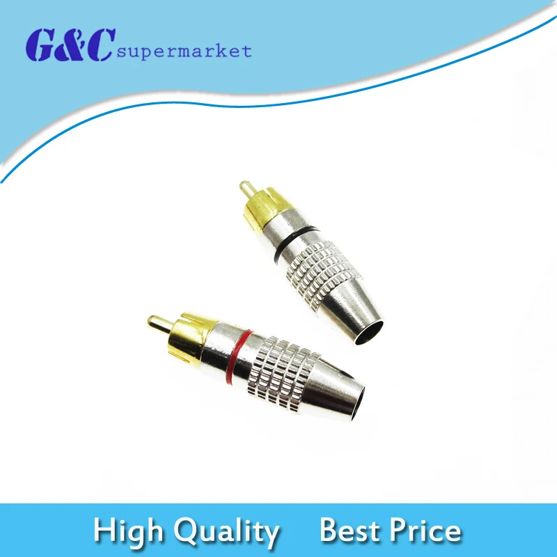 

2 pcs Gold Plated RCA Plug Male Solder Audio Cable Adapter Connectors Black&Red