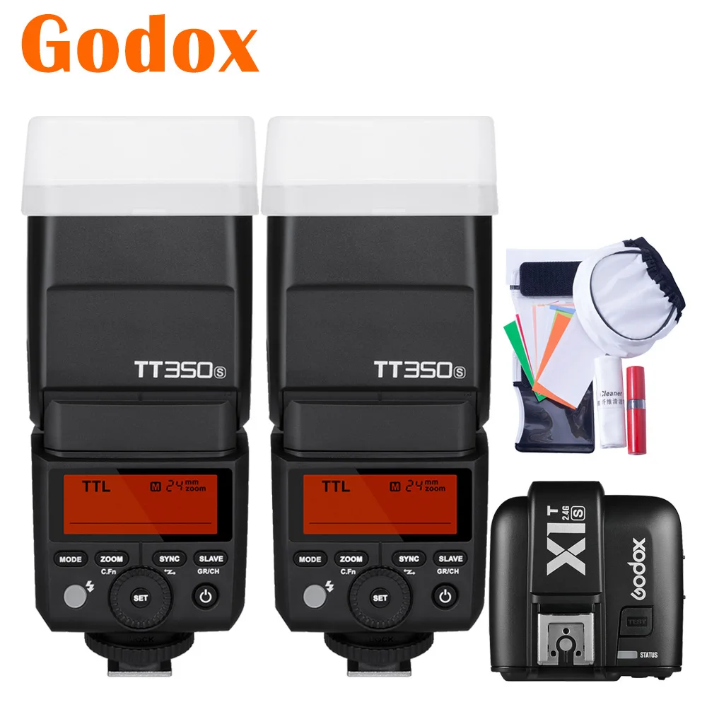 2x Godox TT350S TT350 S 2.4G HSS GN36 Camera Flash Speedlight X1T S