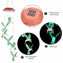 Цветной светодиодный светильник с музыкой на солнечных батареях, наружный подвесной колокольчик, декоративная лампа для патио, сада, украшения дома