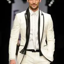 Новейшие высококачественные костюмы цвета слоновой кости Лучший мужской костюм/мужчины женятся на костюме/платье для выпускного вечера/пуговица оружейный воротник(пальто+ брюки+ галстук