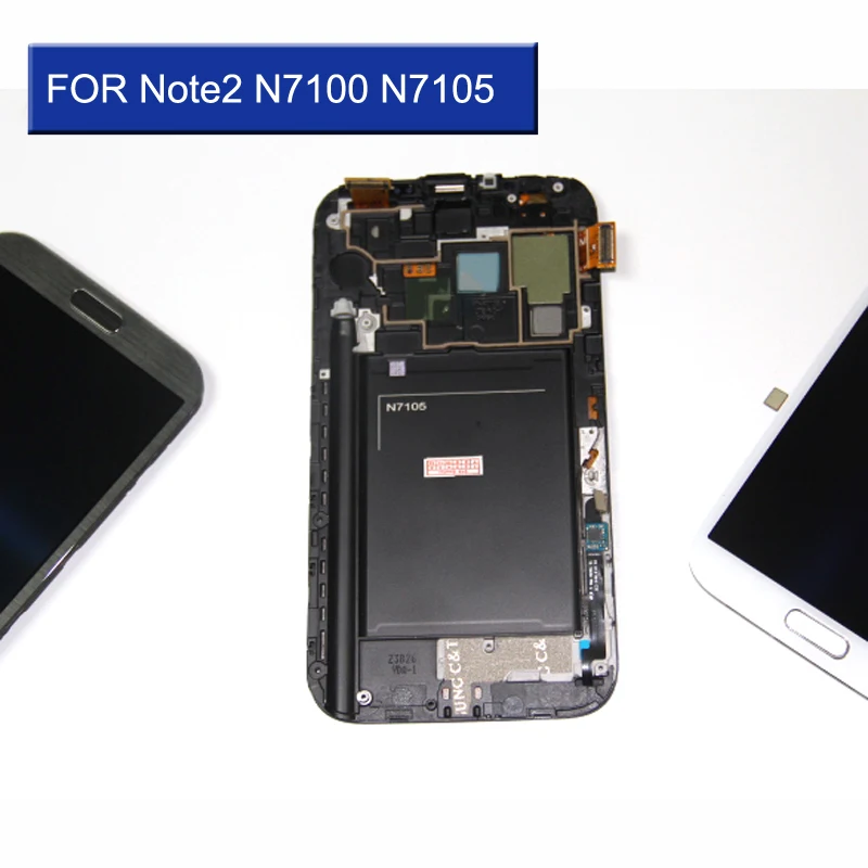 ЖК-дисплей для Samsung Galaxy Note 2 Note2 N7100 N7105 с сенсорным дигитайзером экран в сборе рамка