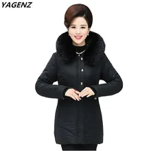 Мать clothing зима теплая куртка хлопка случайные топы плюс размер с капюшоном меховой воротник пальто женщин сплошной цвет верхняя одежда yagenz a568