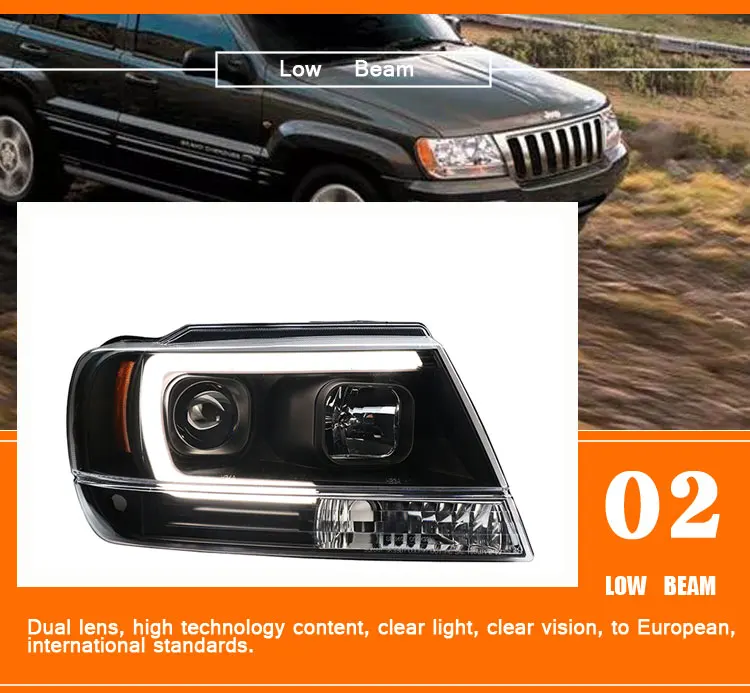 2 шт автомобилей Стиль светодиодный фары для Grand Cherokee 2009-2014 для головы светильник светодиодный DRL Объектив Двойной Луч H7 Ксеноновые bi Xenon