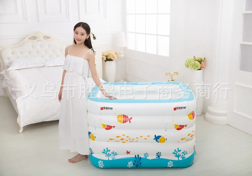 Портативная Детская ванна для новорожденных, детский надувной утолщенный бассейн с шариками океана, Детская ванна, 5 слоев, 143x105x80 см