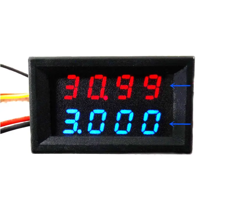 

4 Bit 0-33V 3A DC Dual display Voltmeter Ammeter Digital LED Amp Volt meter Voltage current 12V 24v CAR Built-in Shunts blue