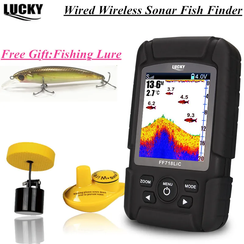 محظوظ FF718LiC صياد السمك 328 قدم/100 m أعمق صدى ساوندرز ل الصيد findfish 2-في-1 السلكية /اللاسلكية صياد السمك قارب الطعم