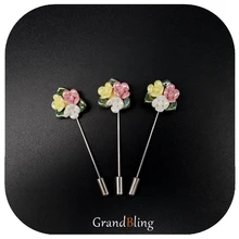 Garment Accessory Fancy Flower Lapel Pins Handmade Ceramic Brooch