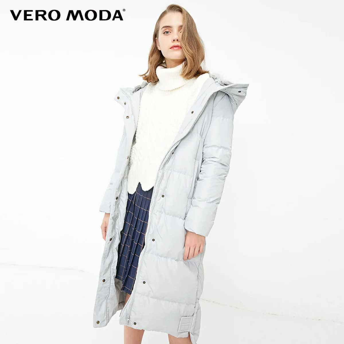 Vero Moda пуховик женский пуховик женский парка женская зимняя куртка для женщин съемный мех кролика с капюшоном длинный пуховик для женщин | 318312503