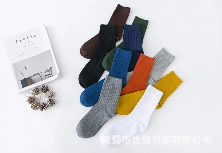 Цветные модные мужские хлопковые носки, мужские трикотажные носки, дышащие мужские деловые однотонные дезодоранты, новая мода, японский стиль