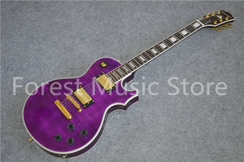

100% Real Picture Purple Tiger Grain Finish Suneye LP Custom Style Electric Guitar With Gold Hardware Free Shipping