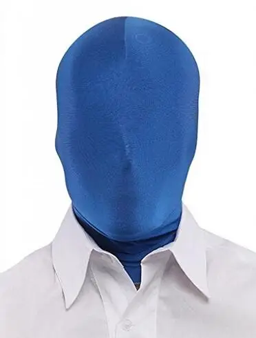 

Adult New Spandex sapphire blue Zentai Costume All Hood Mask Halloween Accessory