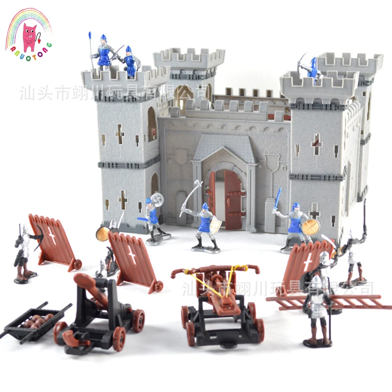 19pcs Medieval Knight Catapult Castle Soldiers Infantry Action Figures Castle Soldiers Model Assembled Building Military toy set