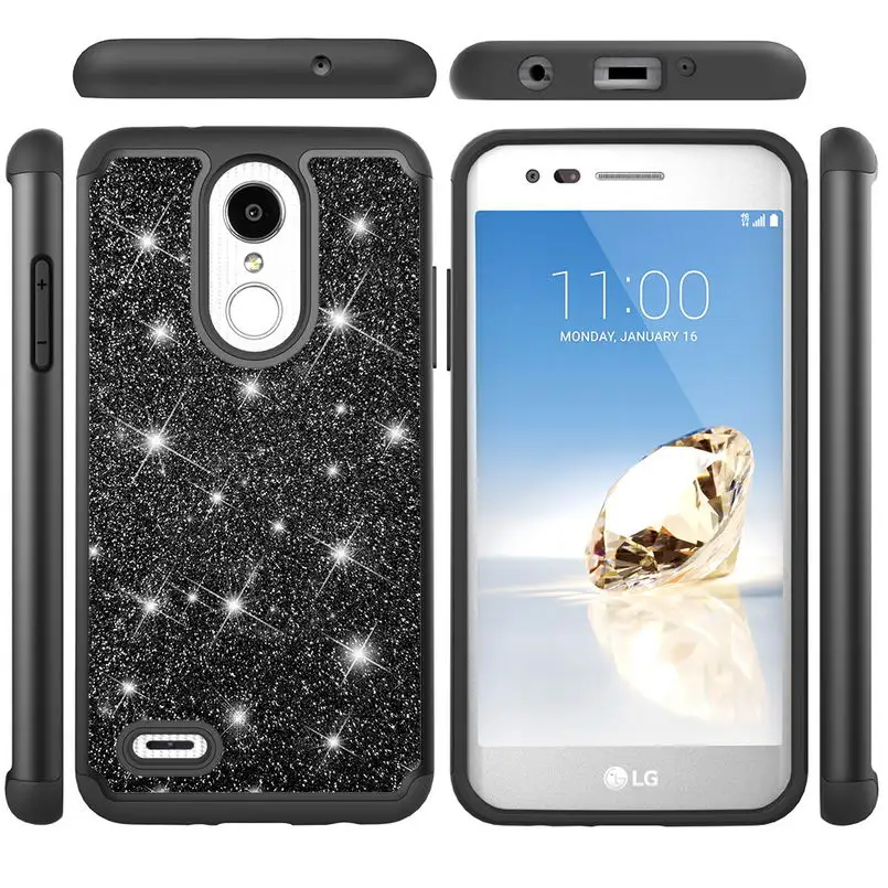 Case for LG Aristo 2 Bling Glitter PU Leather Silicon PC Back Cover for LG Aristo 2 Plus K8 2018 US Version V30 2018 Phone Cases 6