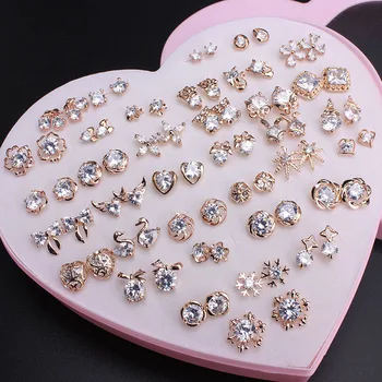 

wholesale Fashion random Crystal shine Earring jewelry mixed stud Girls earring Jewelry Stud Earrings Women Girls ear Jewelry