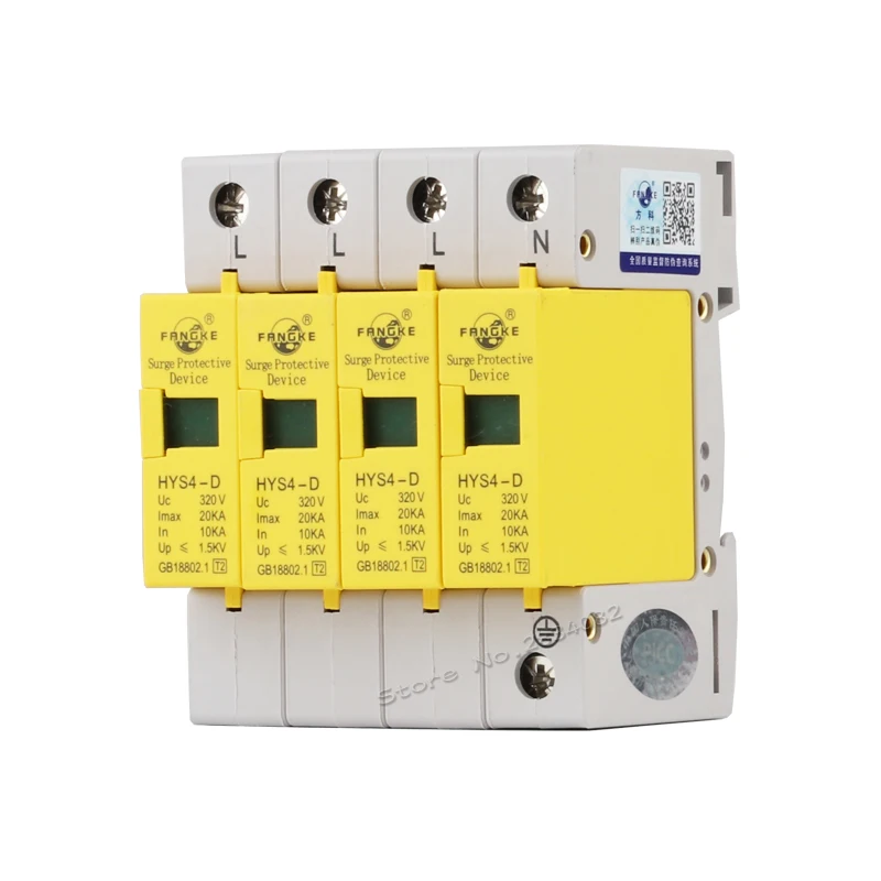 

320V 10KA~20KA 4P 4 pole SPD House Surge Protector Protective Low-voltage Arrester Device HYS4-D/4 50hz/60hz Circuit breakers